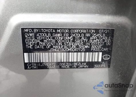 2021 Lexus Is 350 F Sport z USA, uszkodzony, nr VIN JTHGZ1B20M5047125